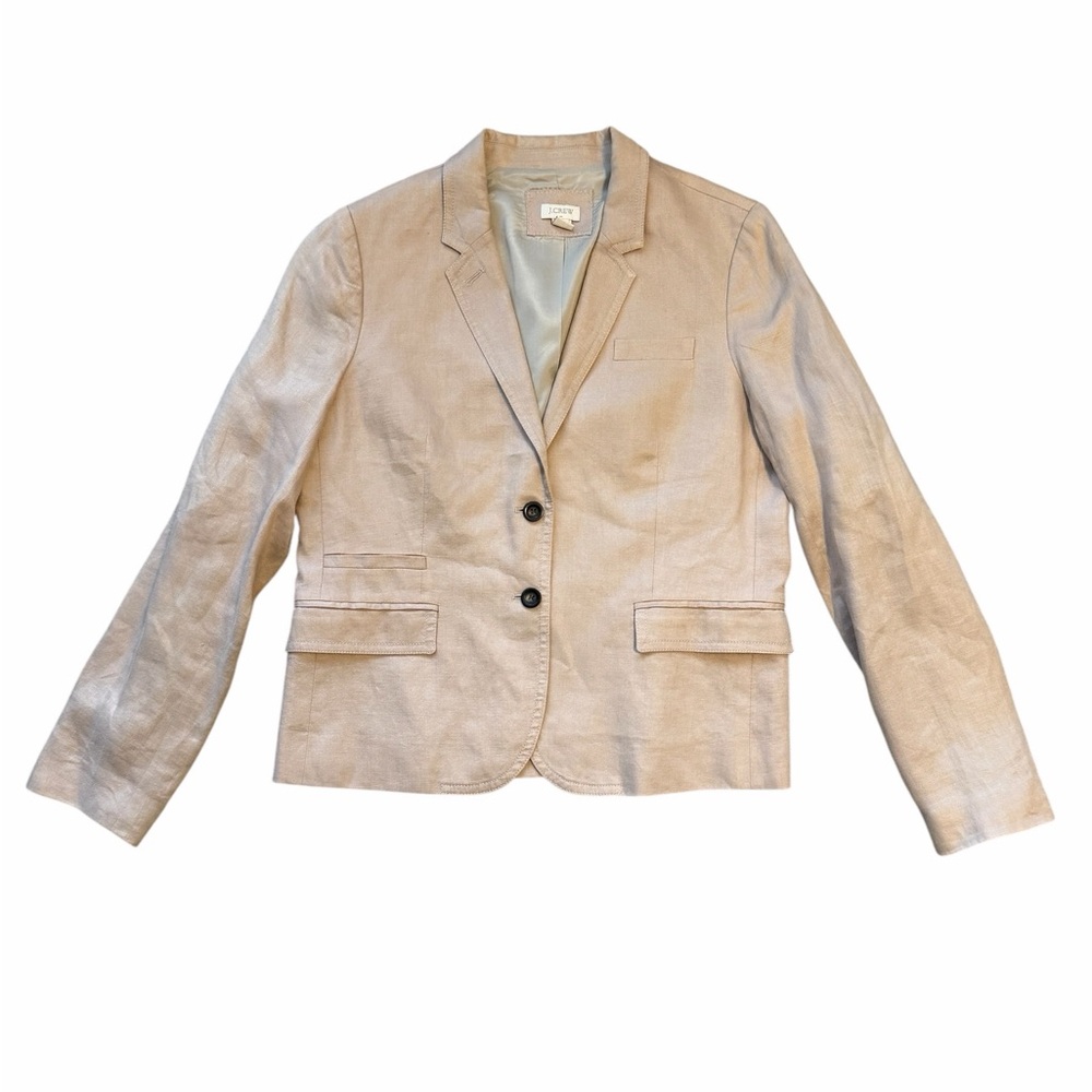J. Crew Linen Blend Blazer‎ Jacket Beige Size 14